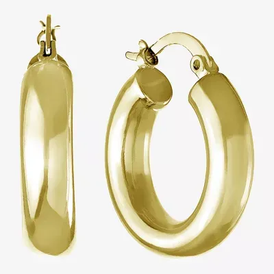 Silver Reflections 24K Gold Over Brass Hoop Earrings