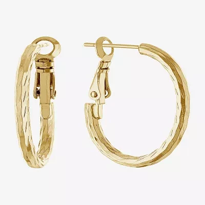 Silver Reflections 24K Gold Over Brass Hoop Earrings