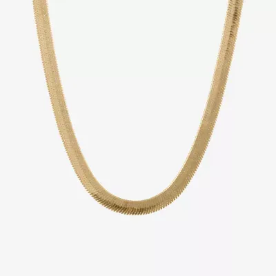 14K Gold Over Brass 16 Inch Herringbone Chain Necklace