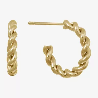 Silver Reflections 14K Gold Over Brass Hoop Earrings