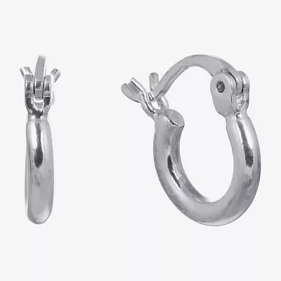 Silver Reflections Pure Silver Over Brass Hoop Earrings