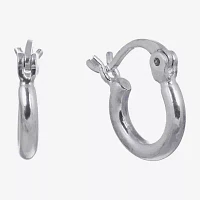 Silver Reflections Pure Silver Over Brass Hoop Earrings