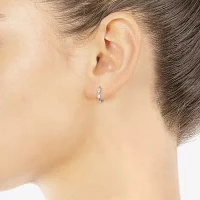 Silver Reflections Pure Silver Over Brass Hoop Earrings