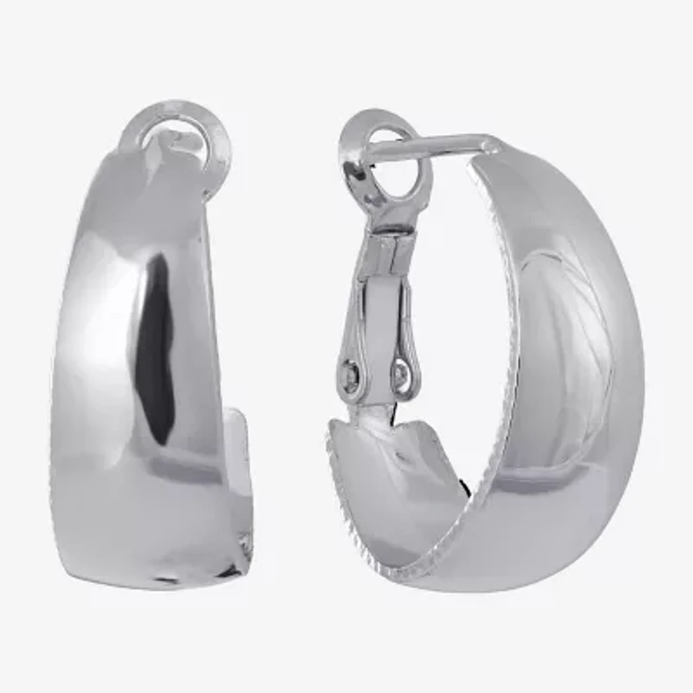 Silver Reflections Womens 20mm Hoop Earrings