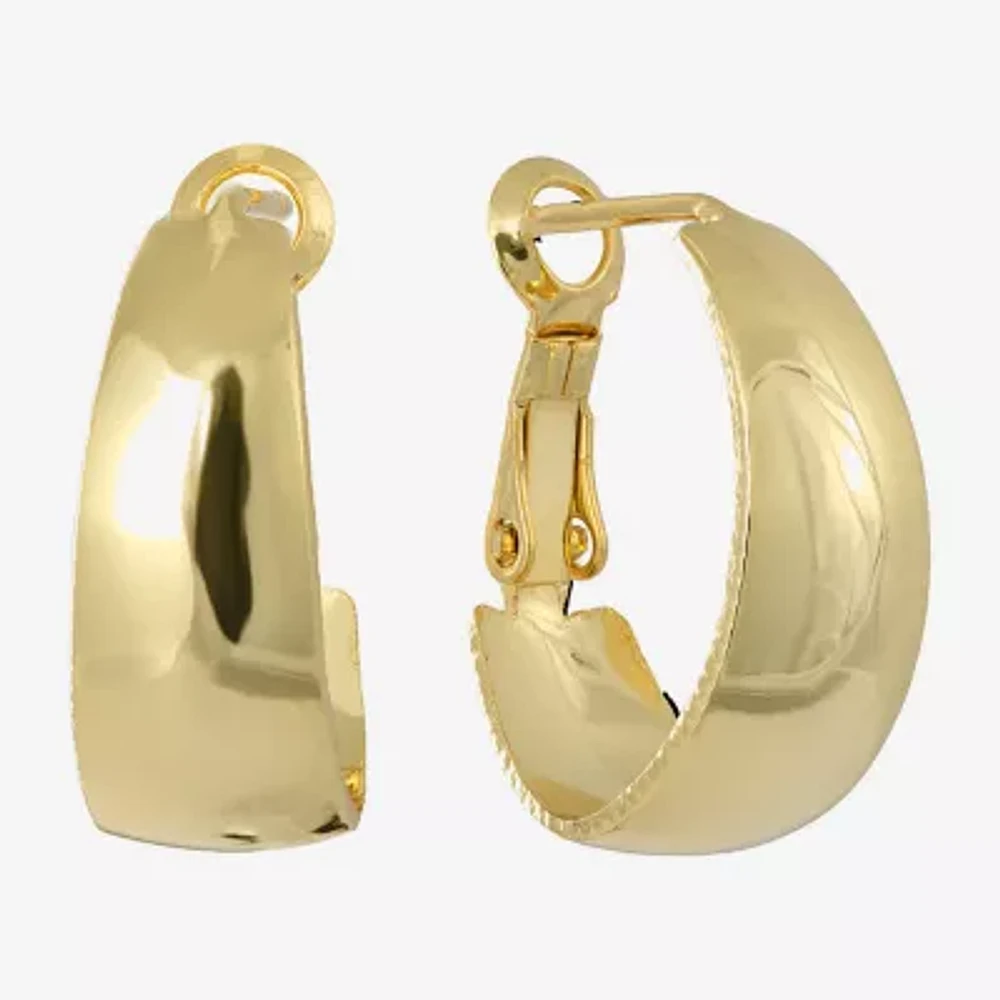 Silver Reflections 14K Gold Over Brass Hoop Earrings