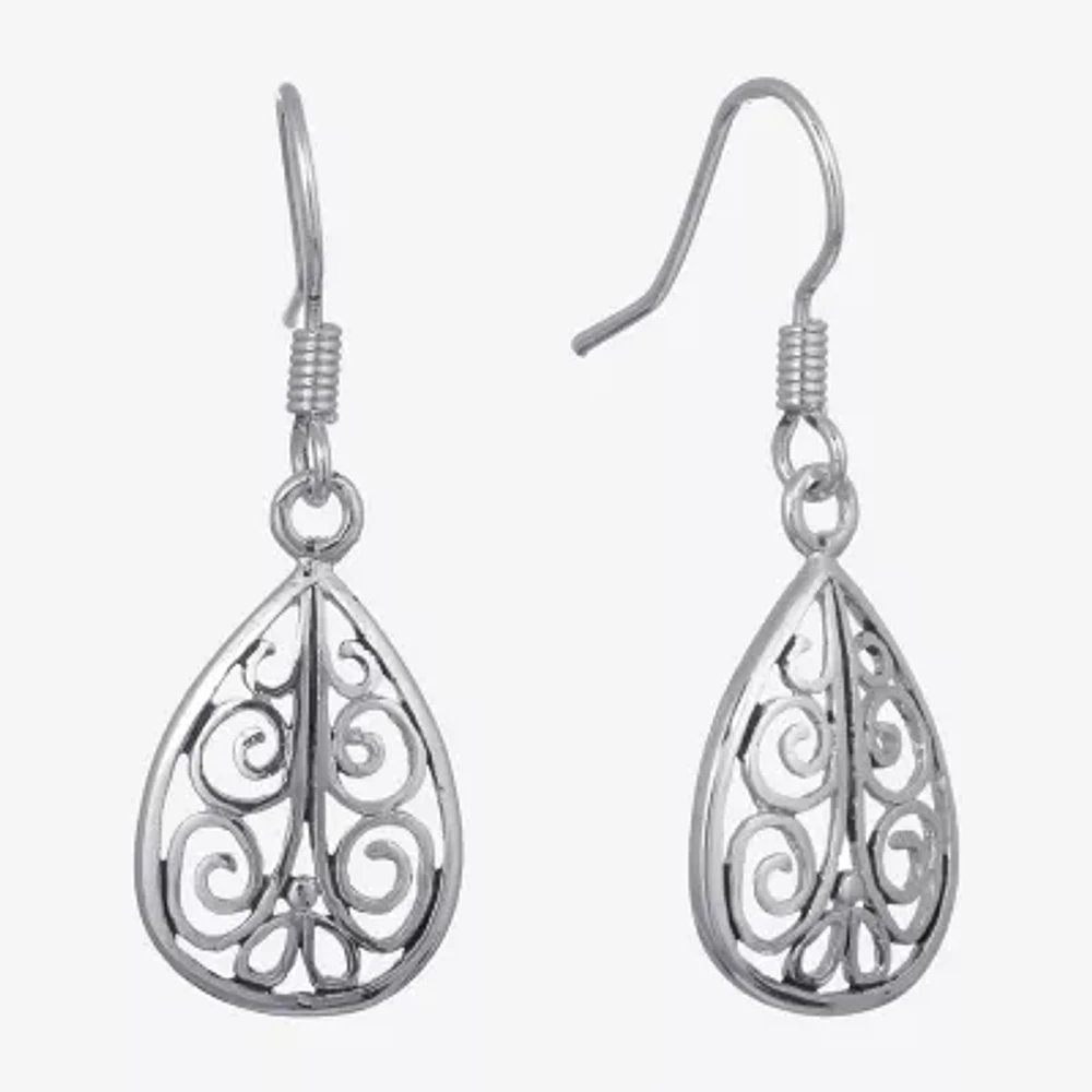 Silver Reflections Pure Silver Over Brass Drop Earrings