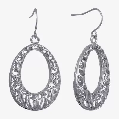 Silver Reflections Pure Silver Over Brass Oval Drop Earrings