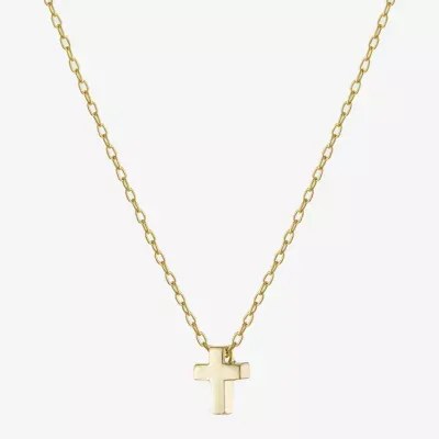 Silver Treasures 14K Gold Over Silver 16 Inch Cable Cross Pendant Necklace