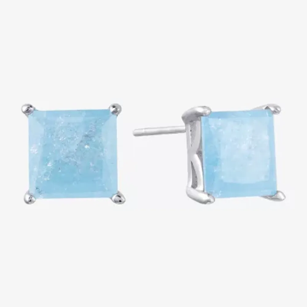 Silver Treasures Cubic Zirconia Sterling Silver 7.8mm Stud Earrings