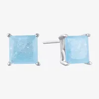 Silver Treasures Cubic Zirconia Sterling Silver 7.8mm Stud Earrings