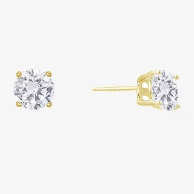 Silver Treasures Cubic Zirconia 14K Gold Over Silver 7.1mm Stud Earrings