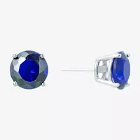 Silver Treasures Cubic Zirconia Sterling Silver 7.1mm Stud Earrings