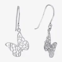 Silver Treasures Sterling Silver Butterfly Drop Earrings