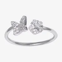 Silver Treasures Cubic Zirconia Sterling Butterfly Bypass Band