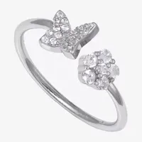 Silver Treasures Cubic Zirconia Sterling Butterfly Bypass Band