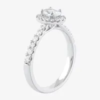 Certified (F / Si1) Womens / CT. T.W. Lab Grown White Diamond 10K Gold Oval Side Stone Halo Engagement Ring