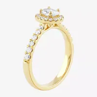 Certified (F / Si1) Womens / CT. T.W. Lab Grown White Diamond 10K Gold Oval Side Stone Halo Engagement Ring