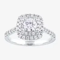 Certified (F / Si1) Womens / CT. T.W. Lab Grown White Diamond 10K Gold Cushion Side Stone Halo Engagement Ring