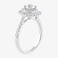 Certified (F / Si1) Womens / CT. T.W. Lab Grown White Diamond 10K Gold Cushion Side Stone Halo Engagement Ring