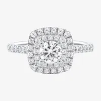 Certified (F / Si1) Womens / CT. T.W. Lab Grown White Diamond 10K Gold Cushion Side Stone Halo Engagement Ring