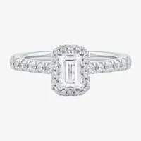 Certified (F / Si1) Womens / CT. T.W. Lab Grown White Diamond 10K Gold Side Stone Halo Engagement Ring