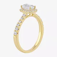 Certified (F / Si1) Womens / CT. T.W. Lab Grown White Diamond 10K Gold Side Stone Halo Engagement Ring