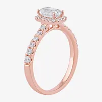 Certified (F / Si1) Womens / CT. T.W. Lab Grown White Diamond 10K Rose Gold Side Stone Halo Engagement Ring