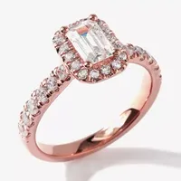 Certified (F / Si1) Womens CT. T.W. Lab Grown White Diamond 10K Rose Gold Side Stone Halo Engagement Ring