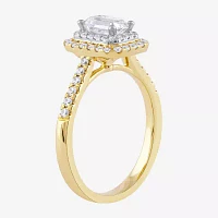 Certified (F / Si1) Womens / CT. T.W. Lab Grown White Diamond 10K Gold Side Stone Halo Engagement Ring