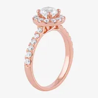 Certified (F / Si1) Womens CT. T.W. Lab Grown White Diamond 10K Rose Gold Round Side Stone Halo Engagement Ring