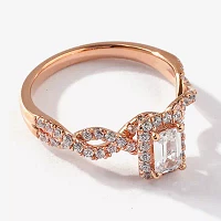 Certified (F / Si1) Womens 3/4 CT. T.W. Lab Grown White Diamond 10K Rose Gold Side Stone Halo Engagement Ring