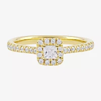 Certified (F / Si1) Womens / CT. T.W. Lab Grown White Diamond 10K Gold Cushion Side Stone Halo Engagement Ring