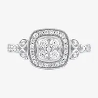 Certified (F / Si1) Womens 3/8 CT. T.W. Lab Grown White Diamond 10K Gold Cushion Halo Engagement Ring