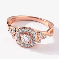 Certified (F / Si1) Womens 3/8 CT. T.W. Lab Grown White Diamond 10K Rose Gold Cushion Halo Engagement Ring