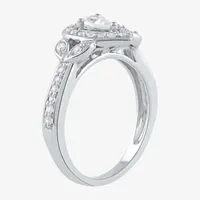 Certified (F / Si1) Womens / CT. T.W. Lab Grown White Diamond 10K Gold Pear Side Stone Halo Engagement Ring