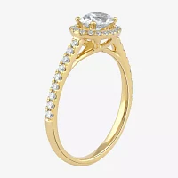 Certified (F / Si1) Womens / CT. T.W. Lab Grown White Diamond 10K Gold Oval Side Stone Halo Engagement Ring