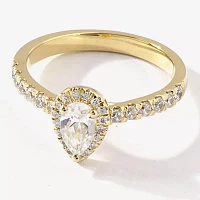 Certified (F / Si1) Womens / CT. T.W. Lab Grown White Diamond 10K Gold Pear Side Stone Halo Engagement Ring