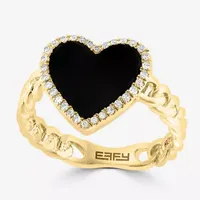 Effy  Womens Diamond Accent Genuine Black Onyx 14K Gold Heart Cocktail Ring