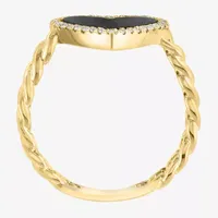 Effy  Womens Diamond Accent Genuine Black Onyx 14K Gold Heart Cocktail Ring