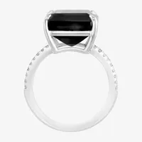 Effy  Womens Genuine Black Onyx & White Sapphire Sterling Silver Cocktail Ring