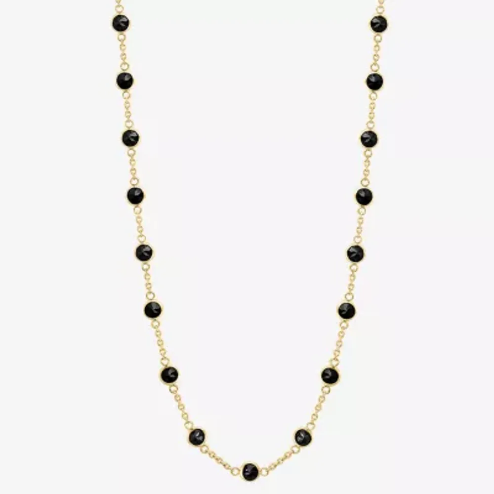 Effy Womens Genuine Black Onyx 14K Gold Round 18 Inch Pendant Necklace