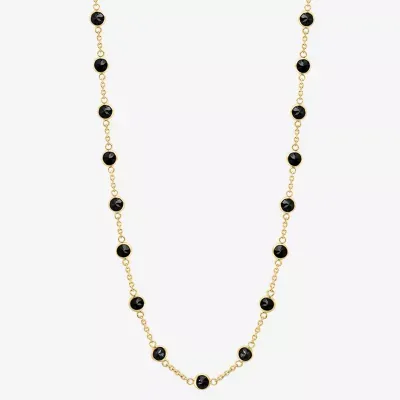 Effy  Womens Genuine Black Onyx 14K Gold Round 18 Inch Pendant Necklace