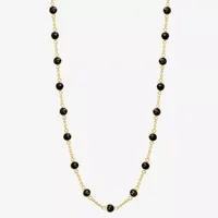 Effy  Womens Genuine Black Onyx 14K Gold Round Pendant Necklace