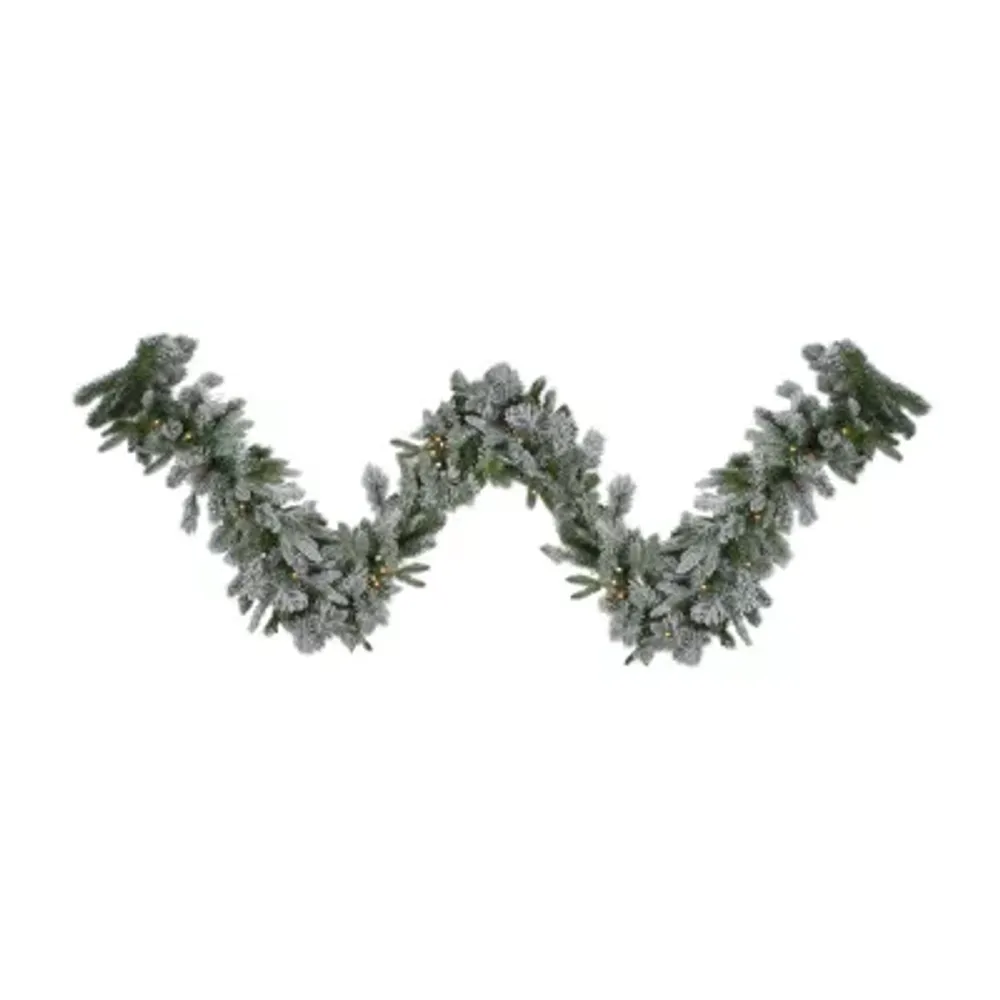 9' x 14'' Pre-Lit Flocked Mixed Rosemary Emerald Pine Artificial Christmas Garland - Clear LED Lights