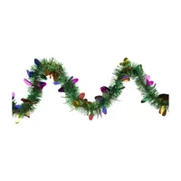 50' x 2'' Green and Multi-Color Christmas Light Bulb Wrapped Tinsel Garland - Unlit