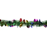 50' x 2'' Green and Multi-Color Christmas Light Bulb Wrapped Tinsel Garland - Unlit