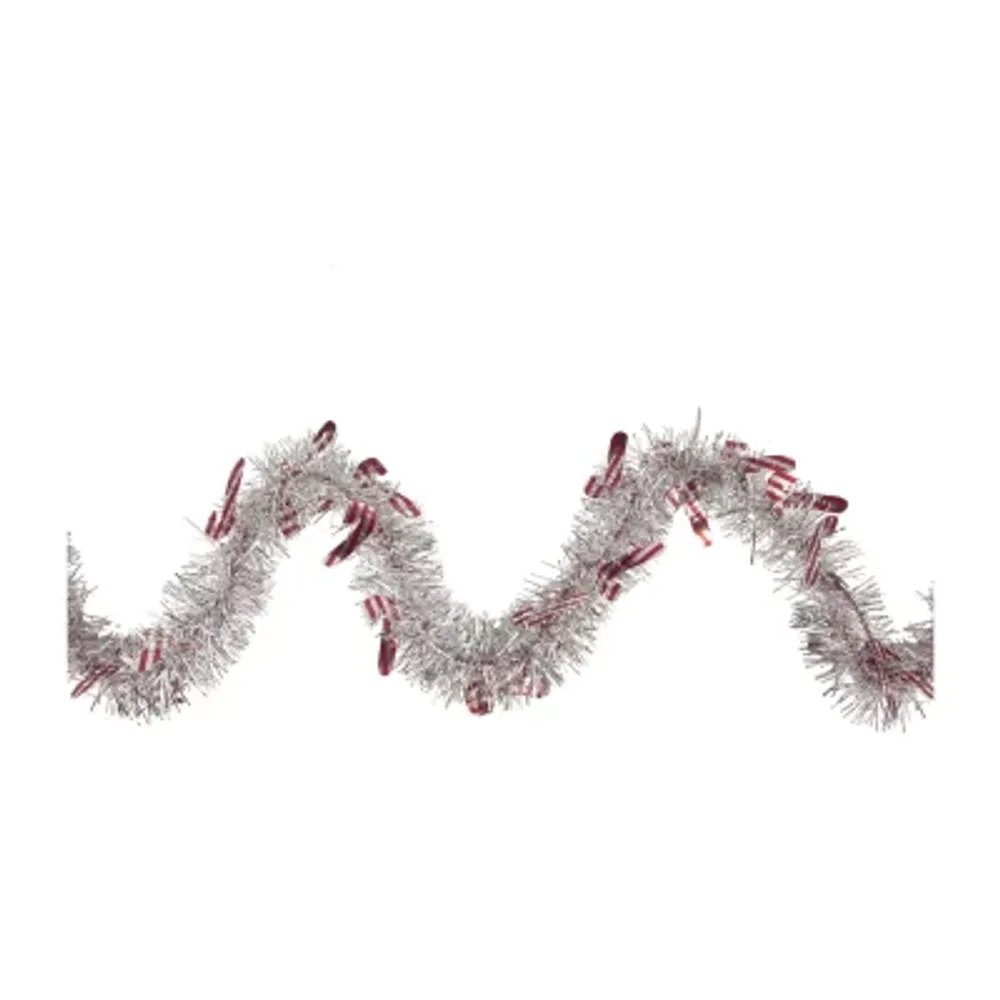 50' x 3'' Silver Christmas Candy Cane Wrapped Tinsel Garland - Unlit