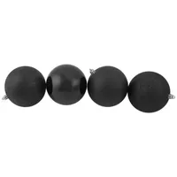 12ct Black Shatterproof 4-Finish Christmas Ball Ornaments 4'' (100mm)