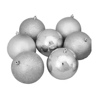 12ct Shatterproof 4-Finish Silver Splendor Christmas Ball Ornaments 4'' (100mm)