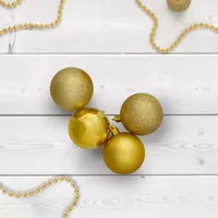 12ct Gold Shatterproof 4-Finish Christmas Ball Ornaments 4'' (100mm)